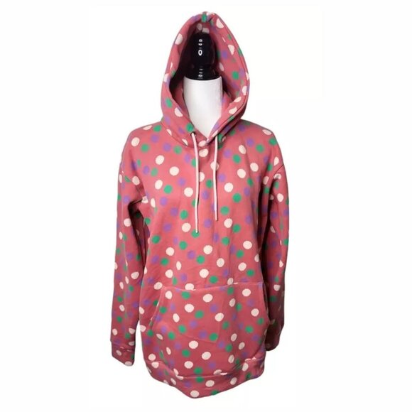 Finis Couture Women's Hoodie Size L Fleece Polka Dot Pull Over - Picture 3 of 7